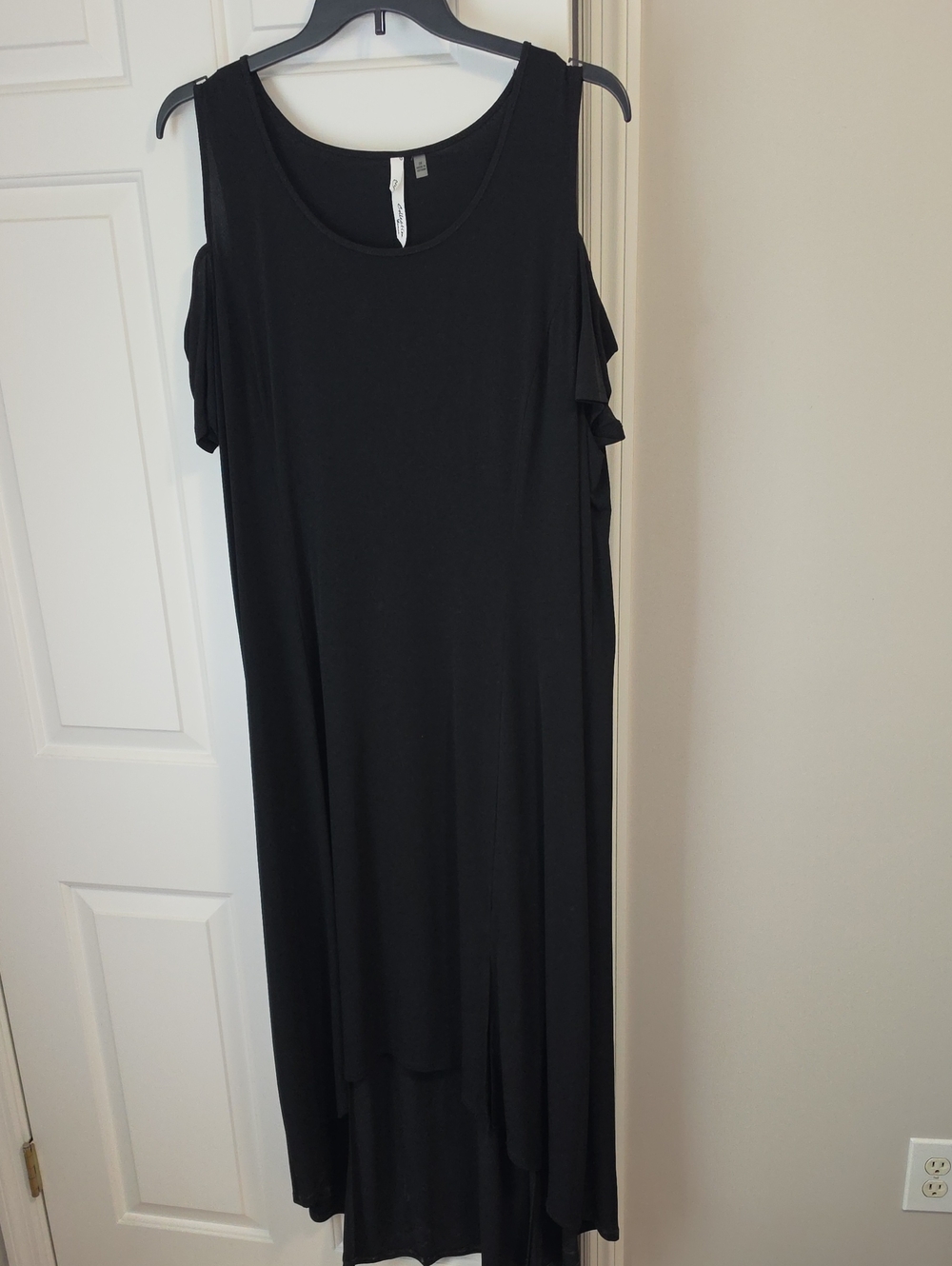 Black Cold-Shoulder High Low Maxi Dress 3X